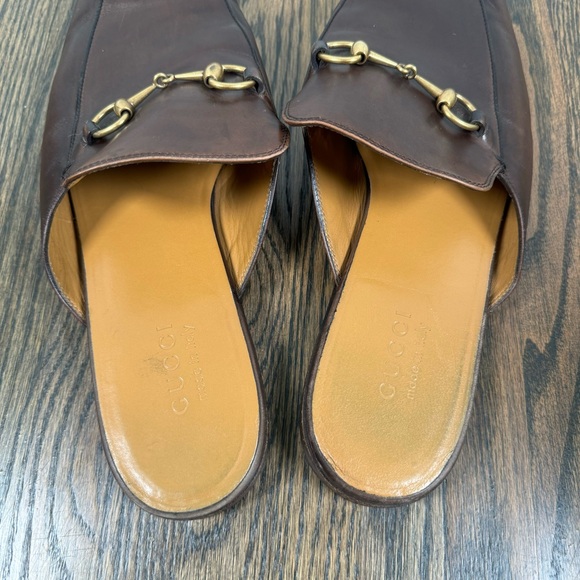 Gucci brown leather horsebit slip-on mule loafers size 13 - Picture 6 of 11